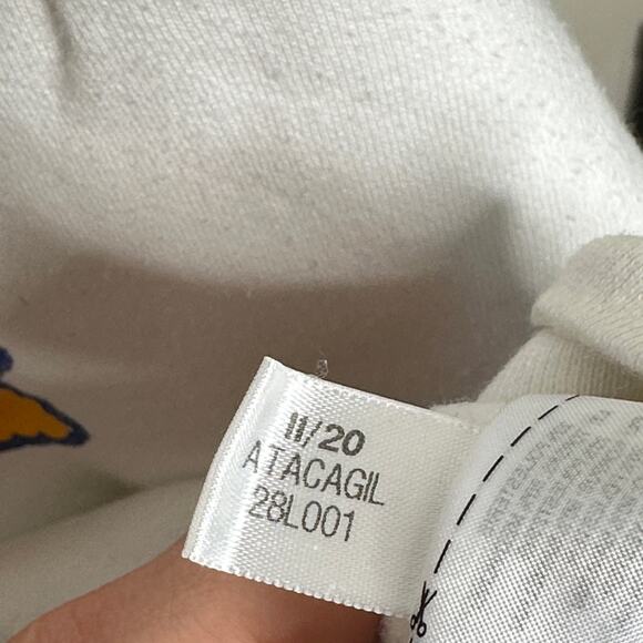 ADIDAS Flower Puff Fleece Pullover Hoodie White Yellow Blue Sz M {GG35} - Picture 5 of 5